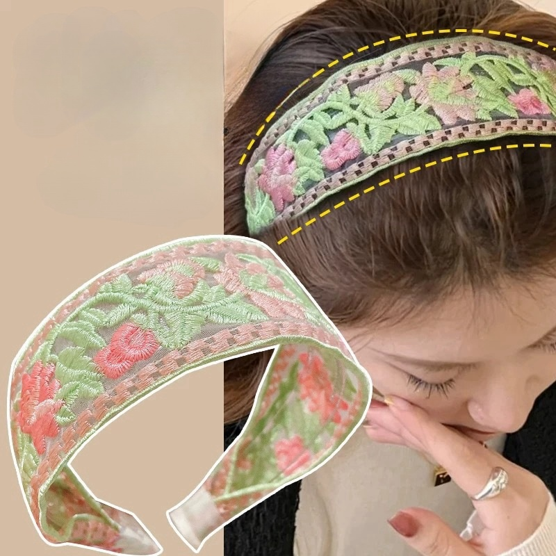 ProX Pastel Floral Embroidered Mesh Headband_B-602-11_img_1