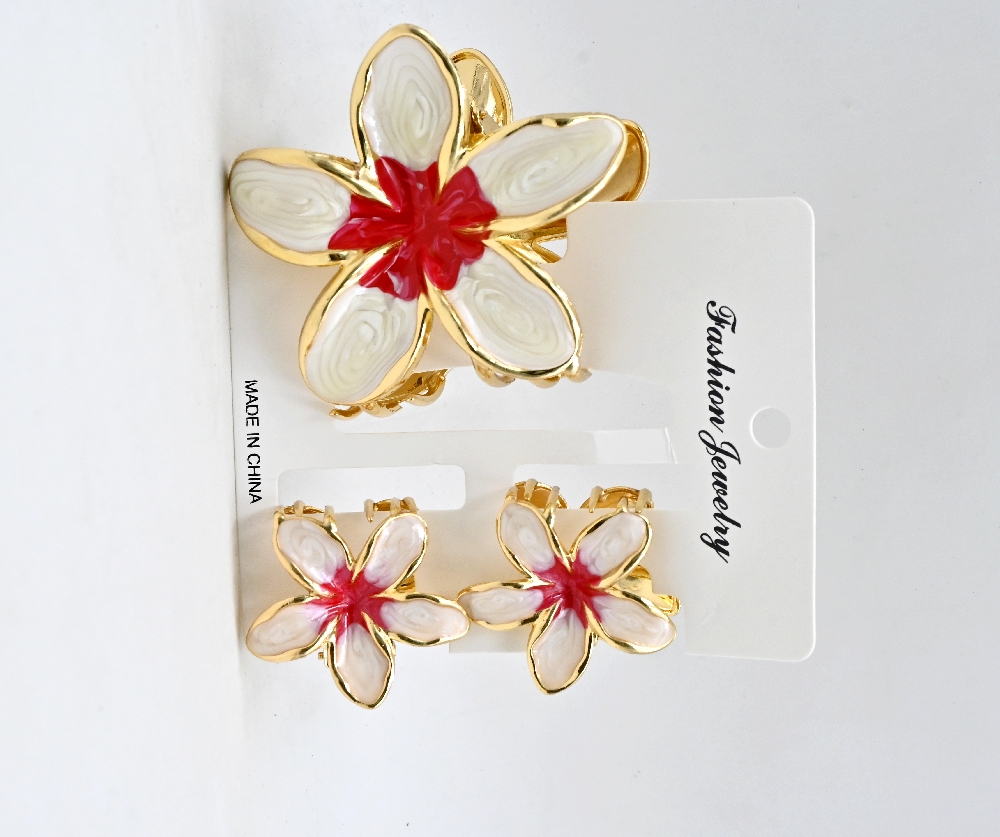 ProX 3pcs Set Flowerish Hair Grip for Women HG-109_Red White_img_0