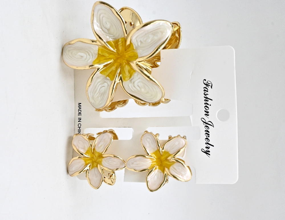 ProX 3pcs Set Flowerish Hair Grip for Women HG-109_White Gold_img_0