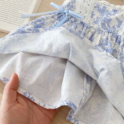 Kids Girls Summer Porcelain Flower Lace Bow Frock Dress (2 to 6 years)_img_5