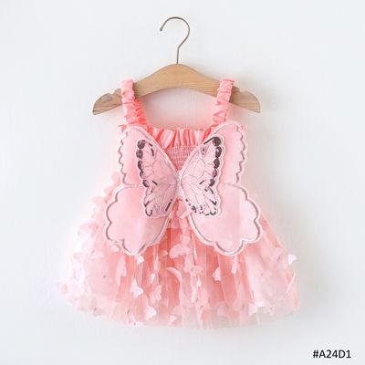 Baby Girl Butterfly Wings Fairy Sleeveless Pleated Lace Summer Dress (6 months to 3 years)_img_3