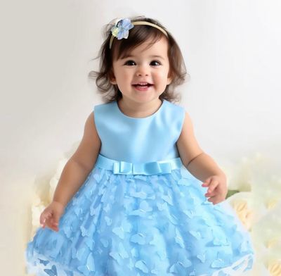 Baby Girls Butterfly Tulle Party Dress – Sleeveless Bowknot Pageant Gown (0–24 Months)_img_0