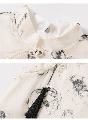 Kids Girls Summer Elegant Floral Cheongsam Style Chinese Princess Dress (1 to 6 years)_img_4