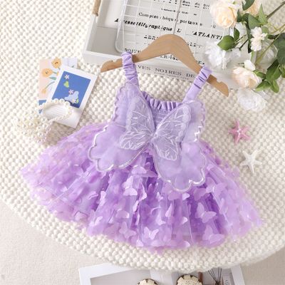 Baby Girl Butterfly Wings Fairy Sleeveless Pleated Lace Summer Dress (6 months to 3 years)_img_7