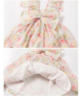 Kids Girls Big Bow Chiffon Floral Princess Dress (2 to 7 years)_img_4