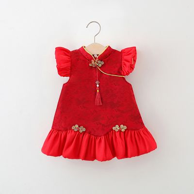 Baby Girl Elegant Traditional Style Red Party Dress (6 months to 3 years)_img_2