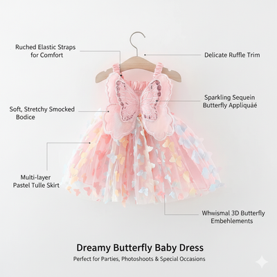 Baby Girl Butterfly Wings Fairy Sleeveless Pleated Lace Summer Dress (6 months to 3 years)_img_2