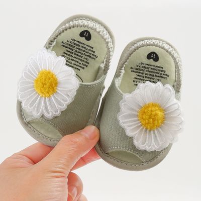 Baby Girls Fabric Non-Slip First Walkers Flat Sole Sunflower Sandals (0-15 months)_img_10