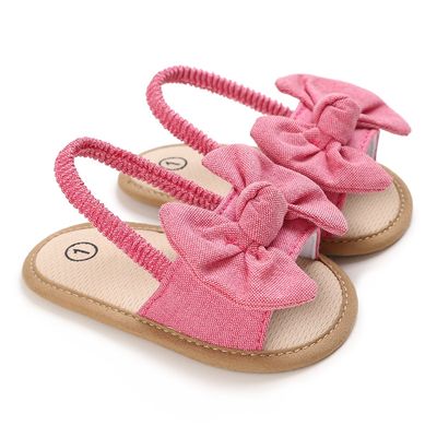 Baby Girls Bow Sandals – Soft Sole Elastic Strap Toddler Summer Sandal (3 to 15 months)_img_1