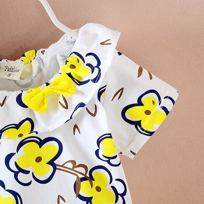 Baby Girl Yellow Floral Summer Top & Shorts Set ( 6 month to 4 years)_img_2