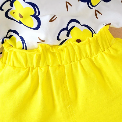 Baby Girl Yellow Floral Summer Top & Shorts Set ( 6 month to 4 years)_img_3