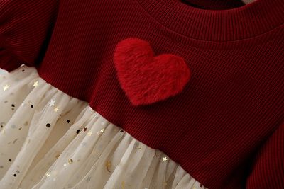 Baby Girl Flying Sleeves Red Heart Tulle Summer Princess Dress (6 months to 3 years)_img_2