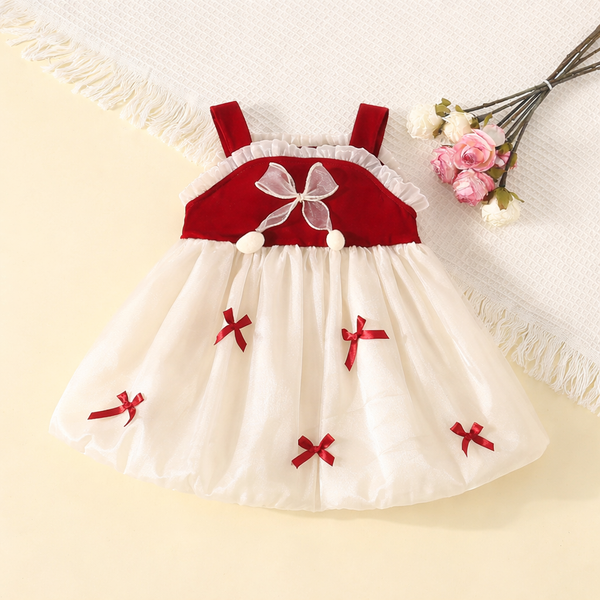 Baby Girl Flying Sleeves Cute Bow Tulle Summer Princess Dress (6 months to 3 years)