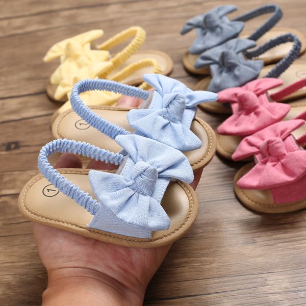 Baby Girls Bow Sandals – Soft Sole Elastic Strap Toddler Summer Sandal (3 to 15 months)