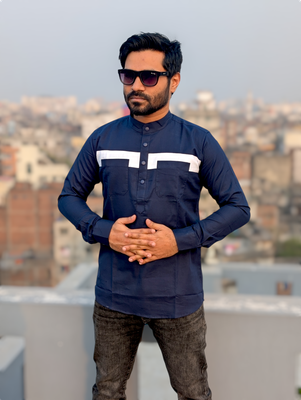 contrast cotton katua nevy blue color