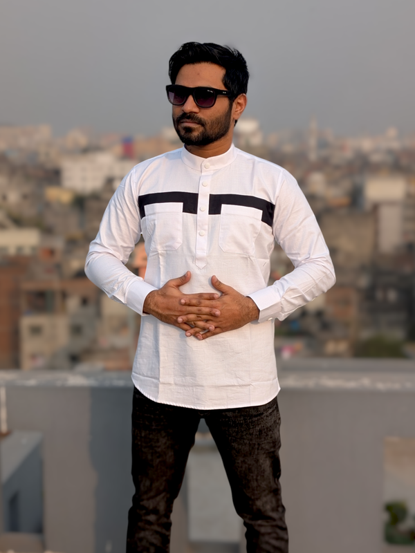 Contrast cotton katua white color