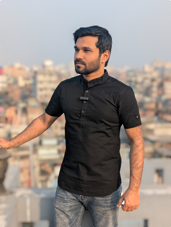 half sleeve black color cotton katua