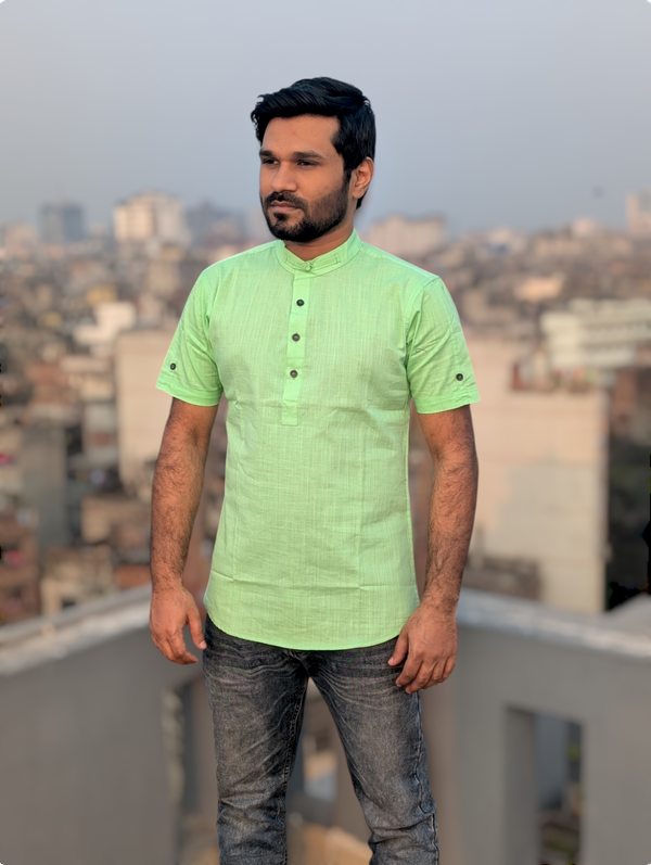 Half sleeve cotton katua(deep pest color)