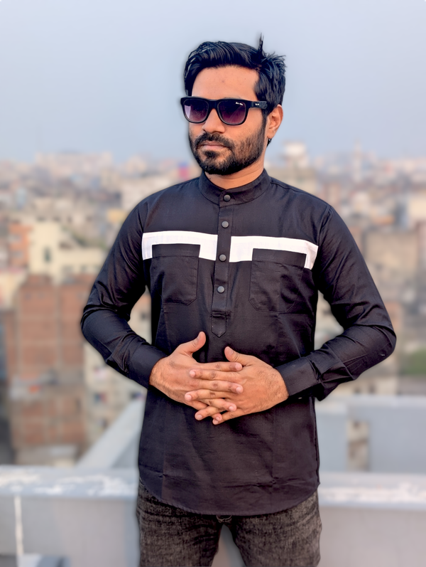 contrast cotton katua black color