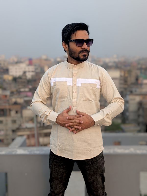 Contrast cotton katua cream color