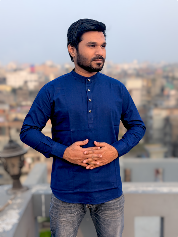 full sleeve cotton katua royel blue