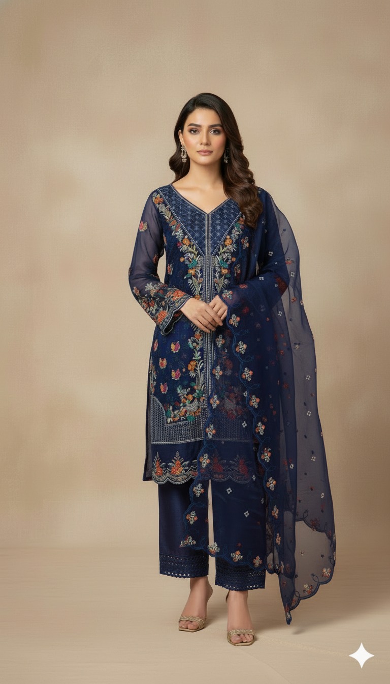 পাকিস্তানি ইন্সপায়ার্ড স্টার জর্জেট Premium ফোর পিস (সেলাই বিহীন)