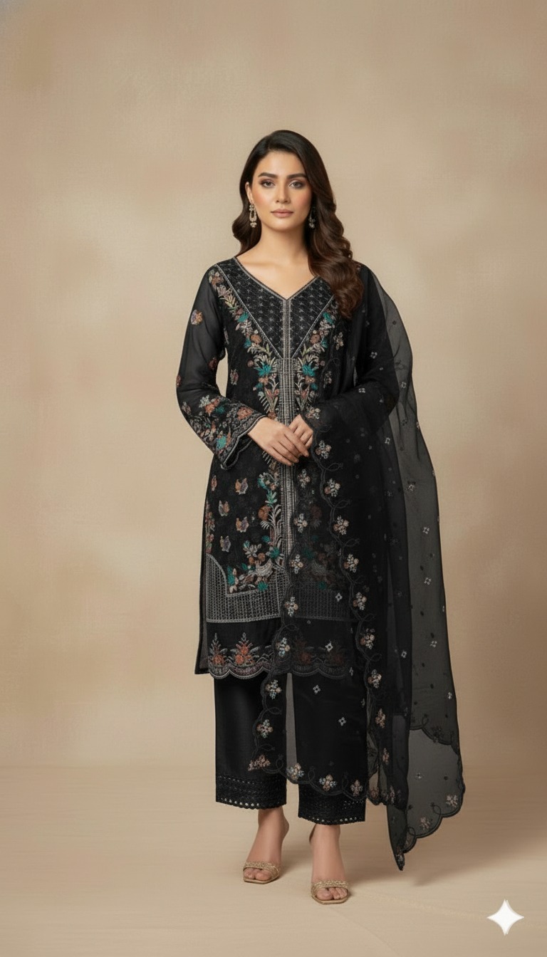 পাকিস্তানি ইন্সপায়ার্ড স্টার জর্জেট Premium ফোর পিস (সেলাই বিহীন)