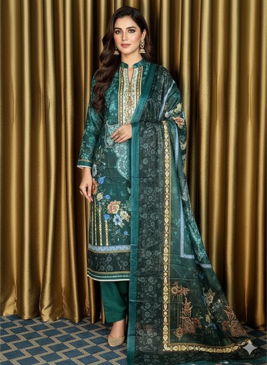 জমজম সুইস লোন প্রিমিয়াম থ্রি পিস(Unstitched)  WhatsApp/IMO: 01716-593156