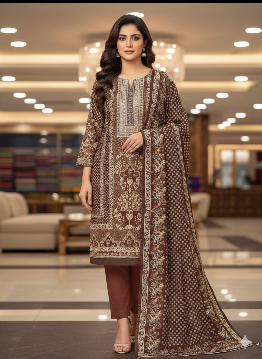 জমজম সুইস লোন প্রিমিয়াম থ্রি পিস(Unstitched)  WhatsApp/IMO: 01716-593156