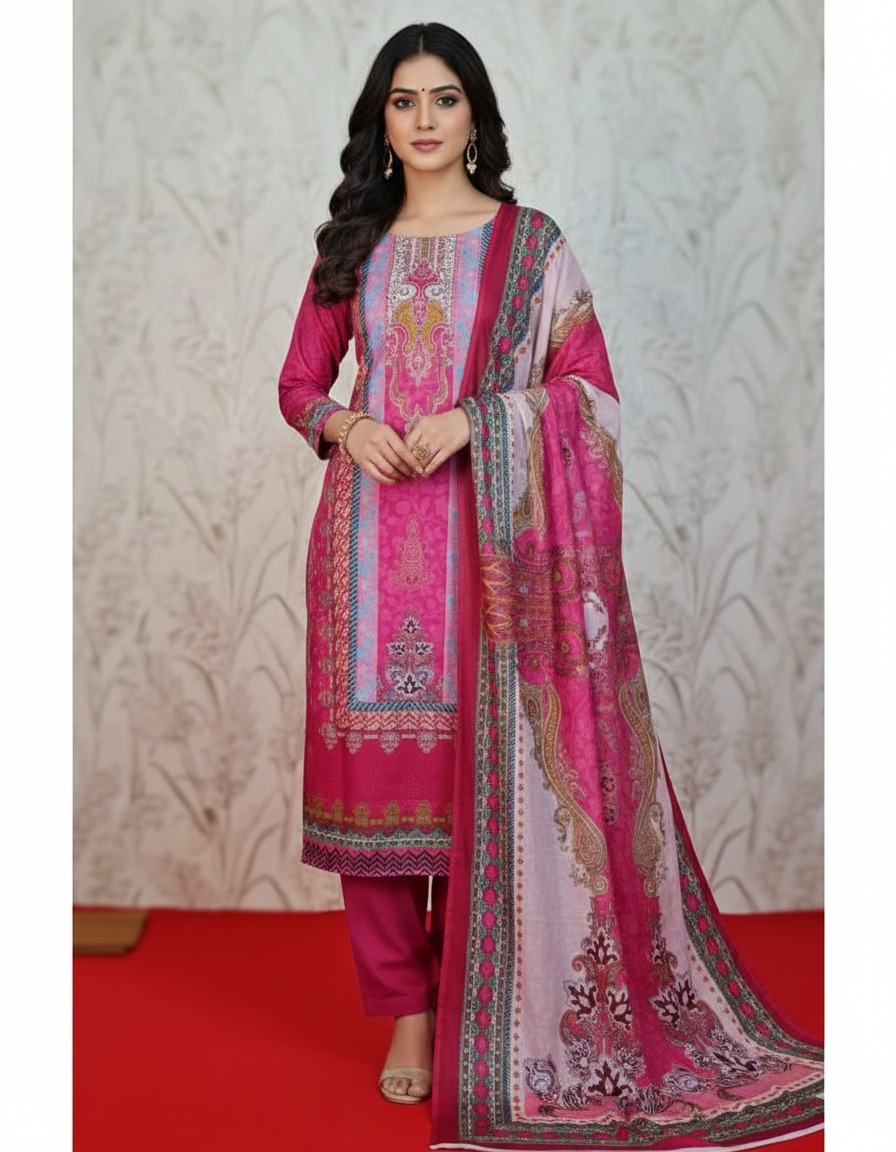 জমজম সুইস লোন প্রিমিয়াম থ্রি পিস(Unstitched)  WhatsApp/IMO: 01716-593156