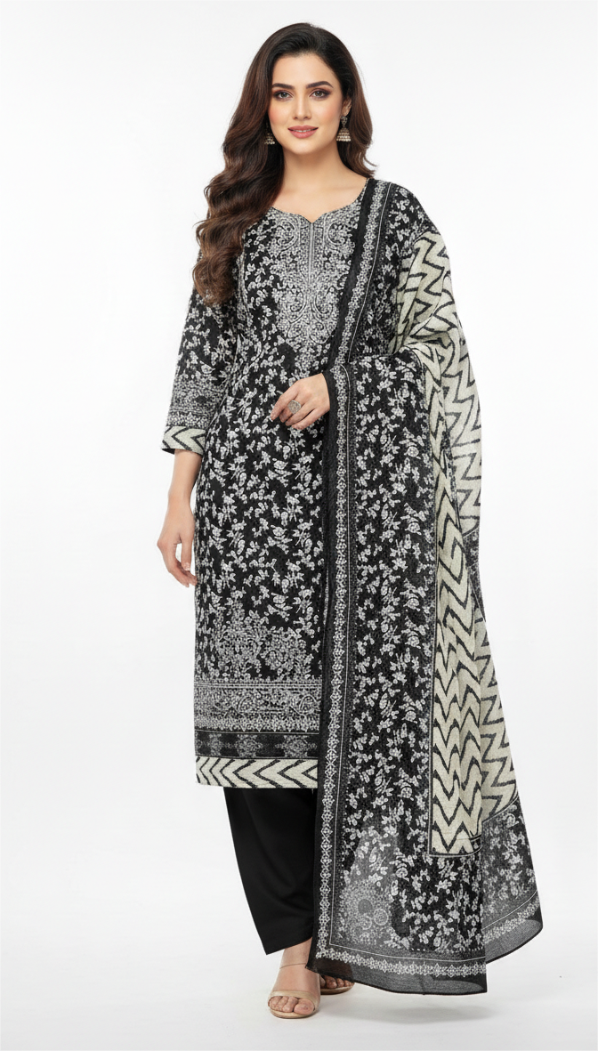 জমজম সুইস লোন প্রিমিয়াম থ্রি পিস(সেলাই বিহীন)