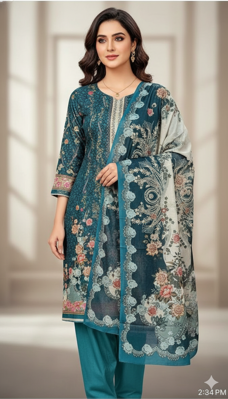 জমজম সুইস লোন প্রিমিয়াম থ্রি পিস(Unstitched)  WhatsApp/IMO: 01716-593156