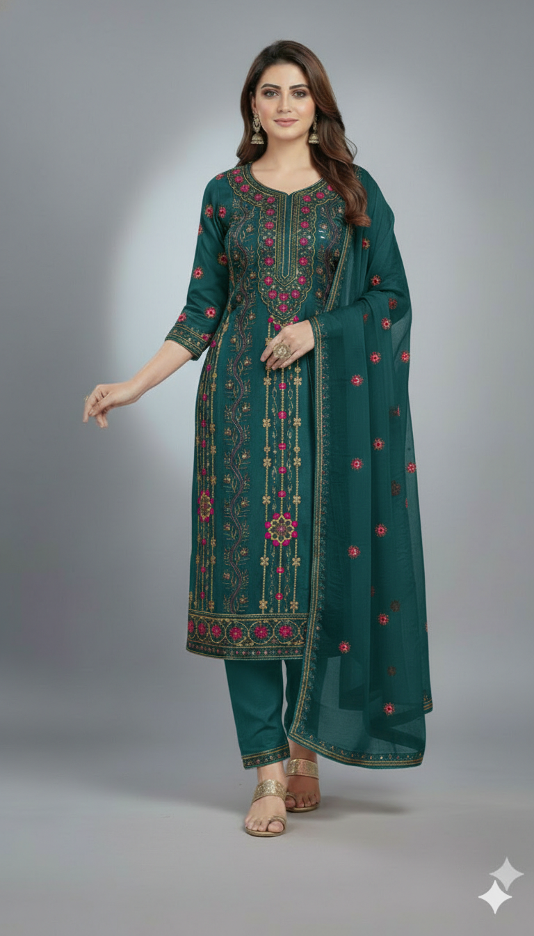 স্টার জর্জেট প্রিমিয়াম ফোর পিস(সেলাই বিহীন )