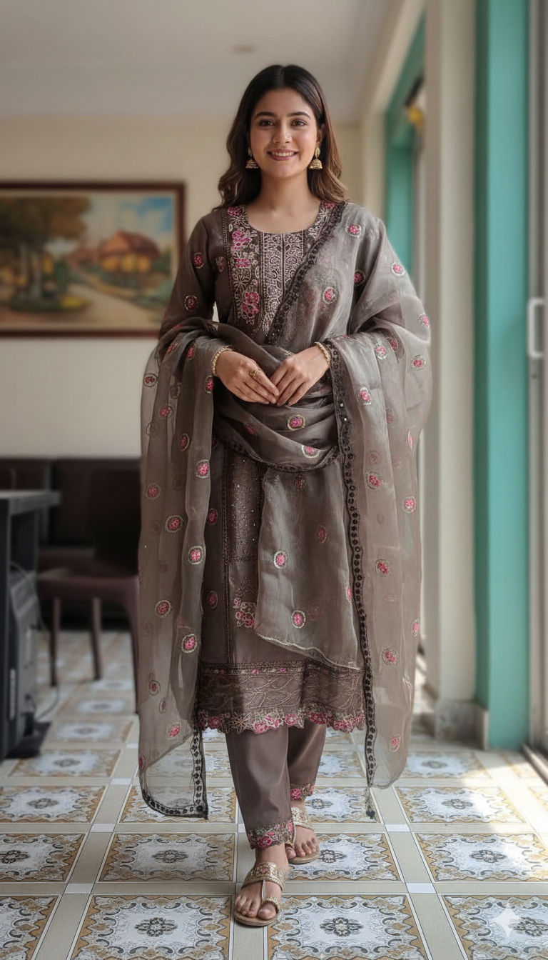 আফগানি সিল্ক প্রিমিয়াম ফোর পিস(সেলাই বিহীন )