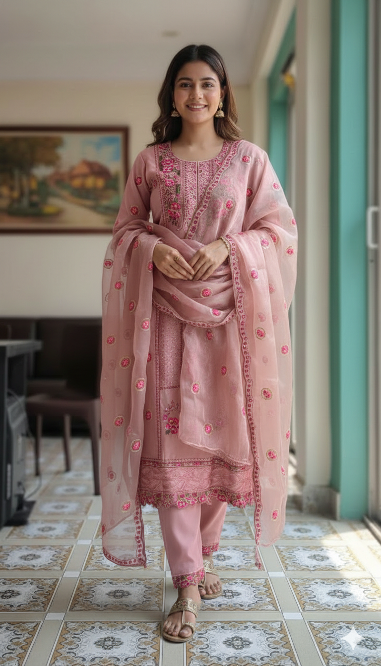 আফগানি সিল্ক প্রিমিয়াম ফোর পিস(সেলাই বিহীন )