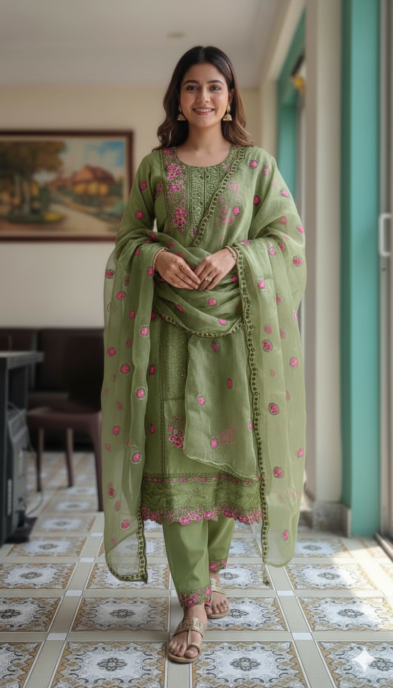 আফগানি সিল্ক প্রিমিয়াম ফোর পিস(সেলাই বিহীন )