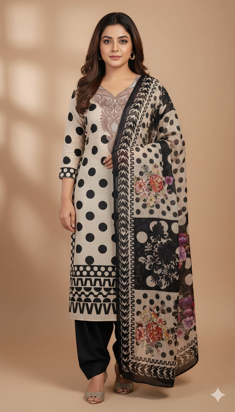 ডিজিটাল প্রিন্ট সুইস লোন প্রিমিয়াম থ্রি পিস(সেলাই বিহীন)