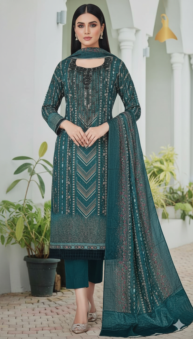 হানিয়া এমব্রয়ডারি এন্ড সিকোয়েন্স কাজ করা  ড্রেস। (Premium)