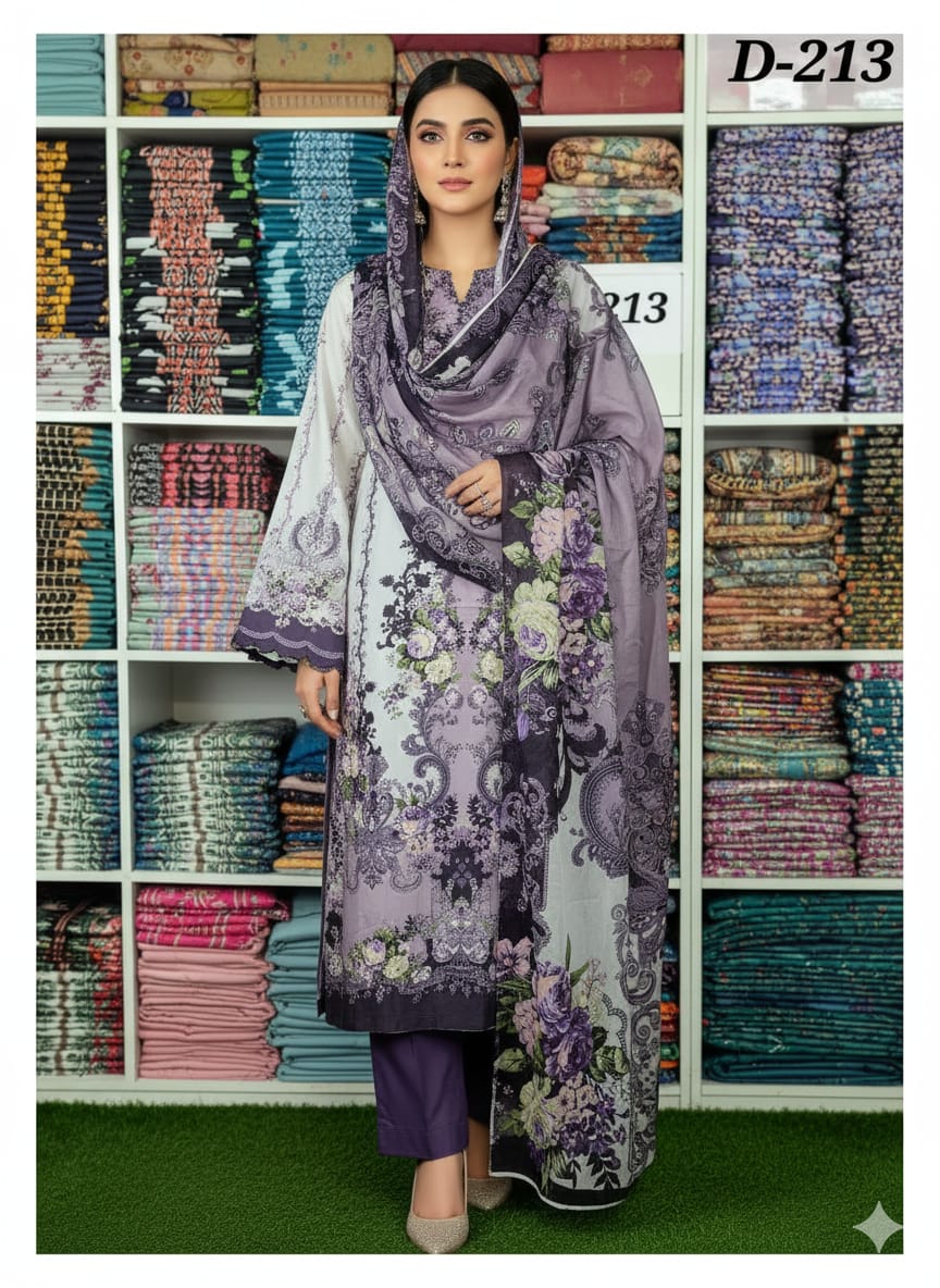 জমজম সুইস লোন প্রিমিয়াম থ্রি পিস(Unstitched)  WhatsApp/IMO: 01716-593156