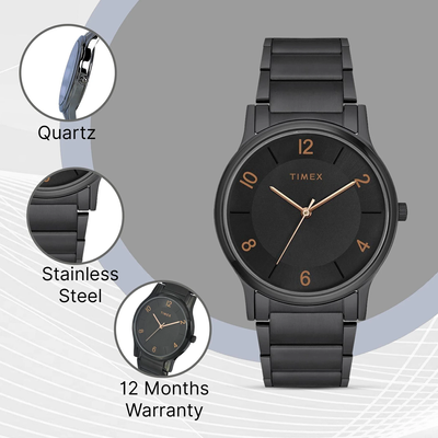 TIMEX Black Dial Stainless Steel Analog Watch_img_6