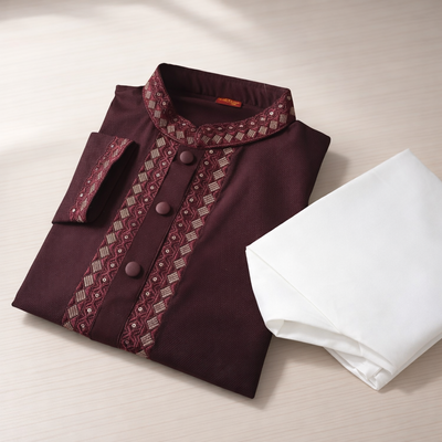 Kids Boy Premium Elegant China Saffron EID Panjabi with Pant (1 to 7 years)_img_5