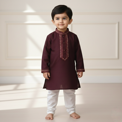Kids Boy Premium Elegant China Saffron EID Panjabi with Pant (1 to 7 years)_img_0