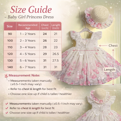 Kids Girls Butterfly Floral Princess Eid Dress with Matching Hat (1 to 7 years)_img_5