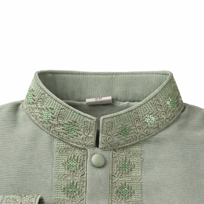 Kids Boy Premium Elegant China Vangchur Green EID Panjabi with Pant (1 to 7 years)_img_3