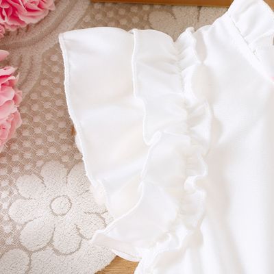 Kids Girls Pink & White Flutter Sleeve Blush Bow Twirl Party Dress (3 to 8 years)_img_6