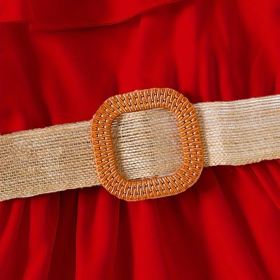 Kids Girls Red Ruffle Party Dress with Belt (3 to 8 years)_img_4