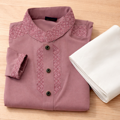 Kids Premium Mauve Embroidered China Saffron Eid Punjabi (2 to 8 years)_img_3