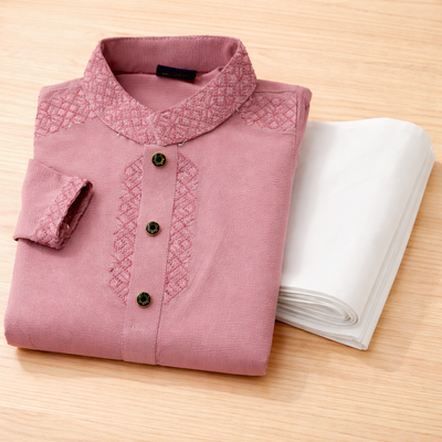 Kids Premium Mauve Embroidered China Saffron Eid Punjabi (2 to 8 years)_img_2