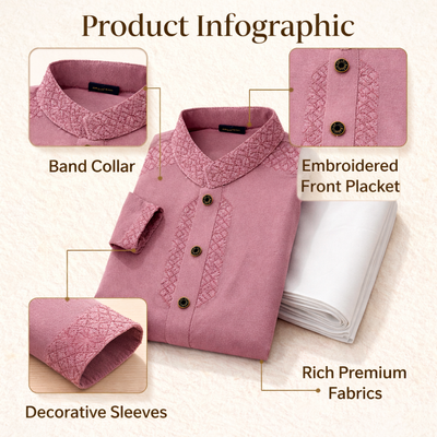 Kids Premium Mauve Embroidered China Saffron Eid Punjabi (2 to 8 years)_img_4