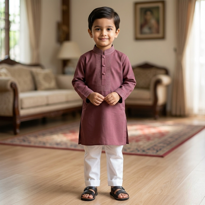 Kids Boy Premium Elegant China Saffron EID Panjabi with Pant (2 to 8 years)_img_2